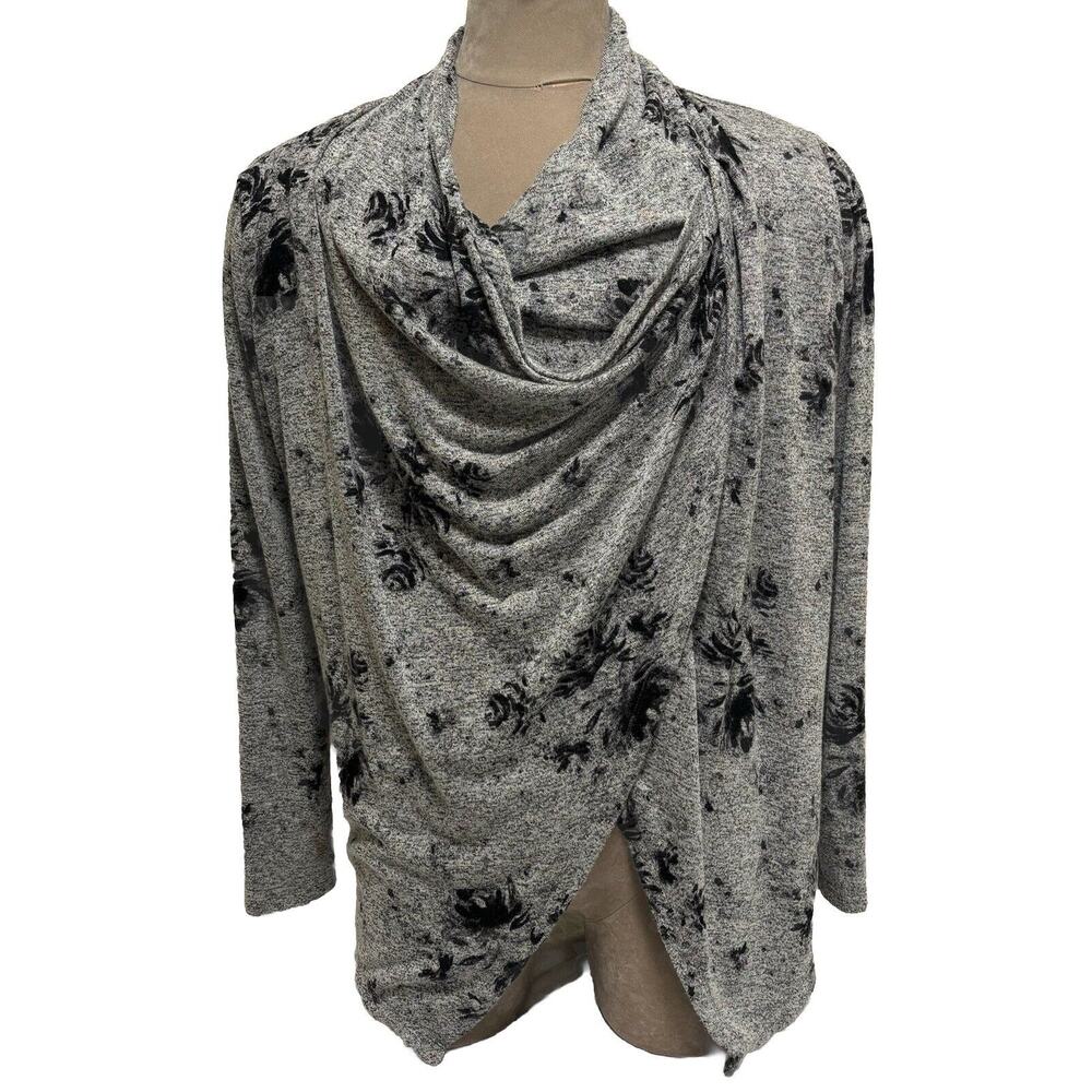 Wrap Drape Sweater Cowl Neck Floral Cottage Boho Modest Feminine Women’s Size M